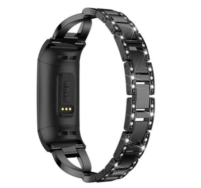 Curea bratara metalica Edman luxury pentru Fitbit Charge 3, Negru foto