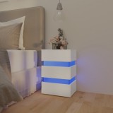 vidaXL Dulap noptieră, cu LED, alb, 45x35x67 cm, PAL