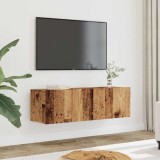 VidaXL Comodă TV de perete, 2 buc. lemn vechi, 100x30x30 cm