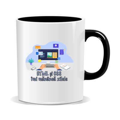 Cana personalizata cu mesaje pentru programatori, HTML si CSS imi mananca zilele foto