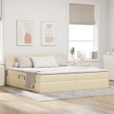 vidaXL Pat cu saltea și LED cu saltea Creme 200 x 200 cm țesătură 3371107