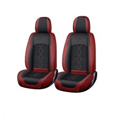 Huse auto premium 5 locuri Carguard Deluxe piele ecologica perforata si textil - rosu &icirc;nchis - negru Best CarHome