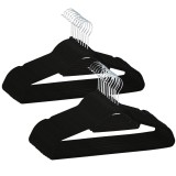 Set 20 umerase din velur negre cu carlig rotativ 360&deg;, 45 x 23 cm