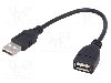 Cablu USB A mufa, USB A soclu, USB 2.0, lungime 0.15m, negru, AKYGA - AK-USB-23