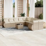 vidaXL Set canapele de grădină cu perne, 11 piese, bej, poliratan 3254255