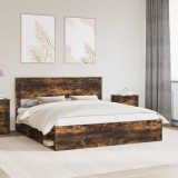 Cumpara ieftin Cadru de pat Stejar fumuriu 200 x 200 cm Lemn de pin masiv