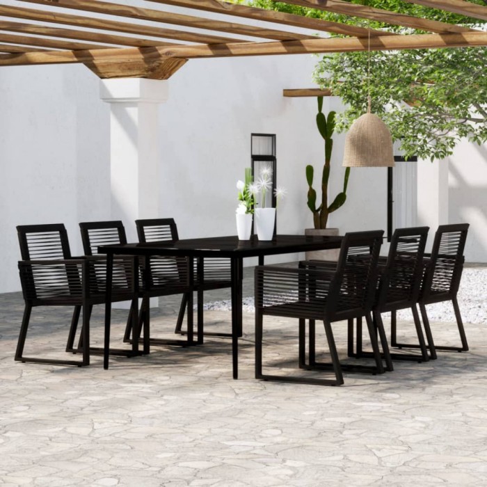 vidaXL Set de mobilier pentru grădină, 7 piese, negru 3099159