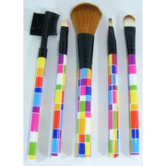 Trusa Set 5 Pensule Machiaj Fard Pudra Rimel Sprancene Pensula