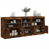 VidaXL Servantă cu lumini LED, stejar fumuriu, 162x37x67 cm