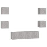 Cumpara ieftin Set de dulapuri TV, 6 piese, gri beton, lemn prelucrat