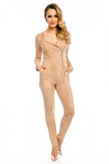 N562-155 Salopeta din imitatie piele intoarsa cu fermoar in fata