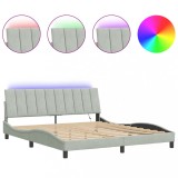 Cumpara ieftin Cadru de pat cu LED fara saltea, Hanko, gri deschis, 180x200 cm, catifea