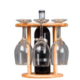 Suport pentru o sticla si 6 pahare de vin, din lemn, elegant si functional