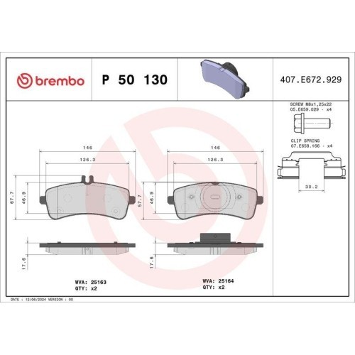 Placute frana Mercedes Amg Gt (X290) 07.18-, Clasa C Convertible (A205) 06.16-04.23, Clasa C Coupe (C205) 10.15-04.23, Clasa C T-Model (S205) 09.14-0