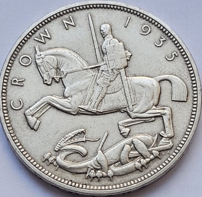 1 Crown 1935 Marea Britanie, 25th anniversary of accession of King George V, argint, km#842, 28,31 grame foto