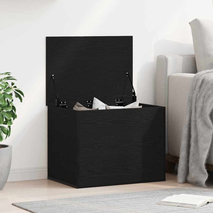 Ladă depozitare cu capac, stejar negru 60x42x46 cm lemn