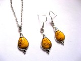 set colier si cercei cu howlite galben 51525