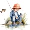 Sticker decorativ, Baiat la Pescuit, Multicolor, 64 cm, 1289STK-5