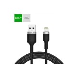Cablu USB la Lightning 1m, incarcare rapida 2.4A, metalic impletit, negru