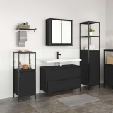 Set mobilier baie, 3 piese, stejar negru, lemn prelucrat