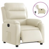Cumpara ieftin Fotoliu rabatabil electric, crem, piele ecologica
