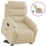 Cumpara ieftin Fotoliu electric rabatabil cu ridicare, crem, textil