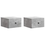 vidaXL Dulap de noapte suspendat 2 pcs Gri Beton 33 x 34,5 x 20 cm 898092