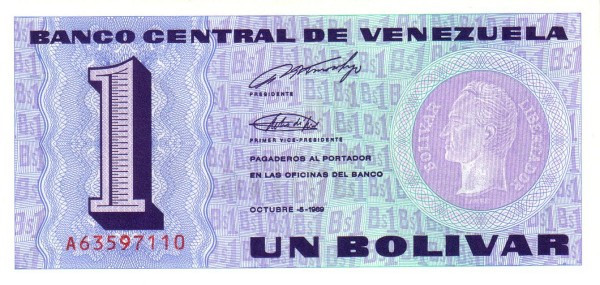 Venezuela 1 Bolivar 1989 - P-68 UNC !!!