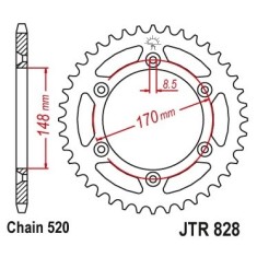 Pinion spate 48 dinti pas lant 520 - Suzuki RM 465-500 - DR 600 - DR 650 - DR 800 Big
