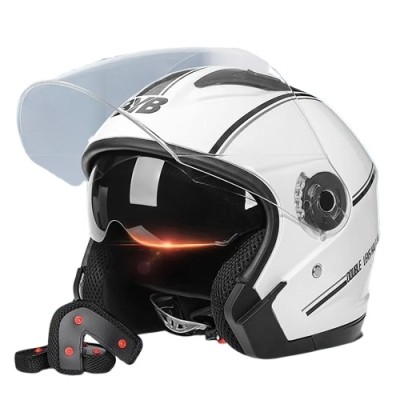 Casca Moto/Scuter FIXATO Italia, Viziera Dubla, Protectie UV, marime universala 56-62cm, Alba foto