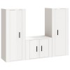 Set comoda TV, 3 piese, alb extralucios, lemn prelucrat