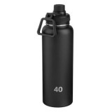 Sticla izoterma din otel inoxidabil, 1.19L, neagra mata, cu maner, CMCLASS
