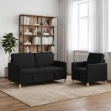 Cumpara ieftin Set de canapea cu spatiu de depozitare 2 buc. 3-Locuri Negru
