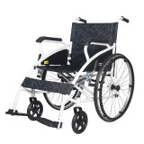 Scaun cu Rotile Pliabil Otel Maidesite 117B-X Alb/Negru - Robust, Transport Facil