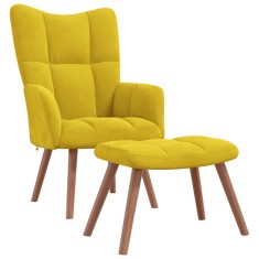 vidaXL Scaun de relaxare cu taburet, galben muștar, catifea
