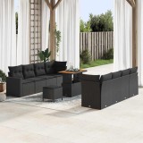 VidaXL Set de canapele pentru grădină 11 pcs Negru 90 x 55 x 71 cm