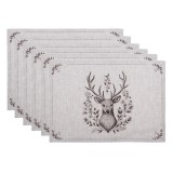 Cumpara ieftin Set 6 suporturi farfurii bumbac bej gri Ren 48x33 cm