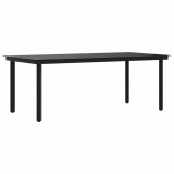 Cumpara ieftin Masa de bucatarie de gradina, negru, 200x100x74 cm, otel/sticla