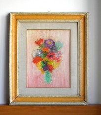 Flori de camp - pictura originala ulei pe carton panzat, inramata 53 x 82cm