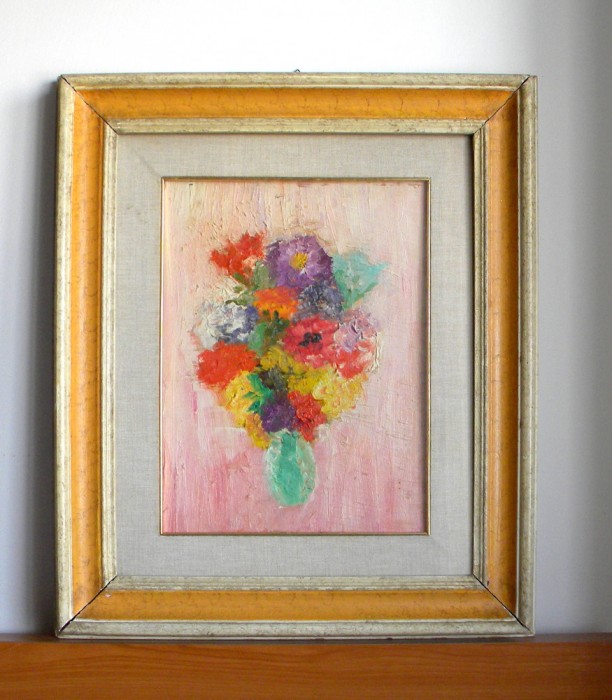 Flori de camp - pictura originala ulei pe carton panzat, inramata 53 x 82cm
