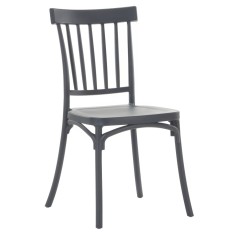 Scaun stivuibil plastic gri antracit Sazen 45x47x87 cm