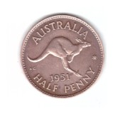 Moneda Australia 1/2 penny 1951 PL, stare buna, curata