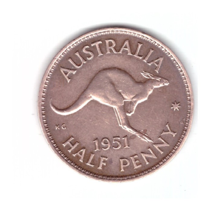 Moneda Australia 1/2 penny 1951 PL, stare buna, curata