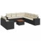 Set canapele de gradina cu perne, 10 piese, negru, poliratan
