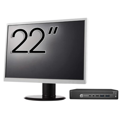 Pachet Calculator Second Hand HP Elitedesk 800 G2 Mini PC, Intel Core i7-6700T 2.80GHz, 8GB DDR4, 256GB SSD + Monitor 22&amp;amp;quot; NewTechnology Media foto