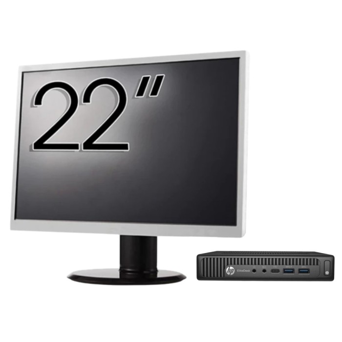Pachet Calculator Second Hand HP Elitedesk 800 G2 Mini PC, Intel Core i7-6700T 2.80GHz, 8GB DDR4, 256GB SSD + Monitor 22&amp;quot; NewTechnology Media