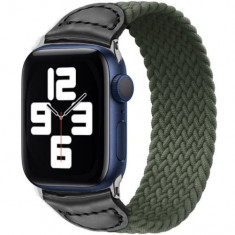 Curea iUni compatibila cu Apple Watch 1/2/3/4/5/6/7, 40mm, Braided Solo Loop, Green