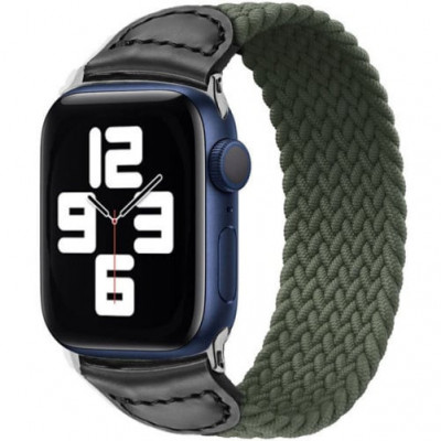 Curea iUni compatibila cu Apple Watch 1/2/3/4/5/6/7, 38mm, Braided Solo Loop, Green foto