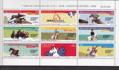 SPANIA 2002 JOCURILE MONDIALE ECVESTRE JEREZ 2002 BLOC MNH foto