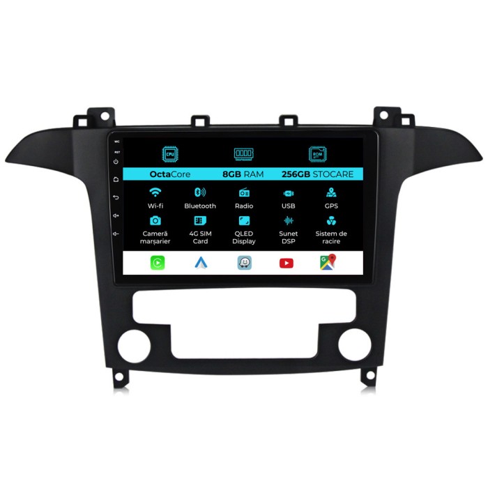 Navigatie Dedicata Ford S-Max (2006 - 2015) 9Inch, 8Gb Ram, 256Gb Stocare, Carplay